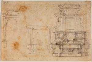 Estudos de monumentos tumulares para a Nova Sacristia de Michelangelo Buonarroti