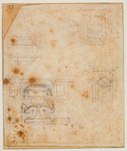Estudos de monumentos tumulares para a Nova Sacristia de Michelangelo Buonarroti