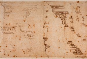 Estudos de elementos arquitectónicos de Michelangelo Buonarroti