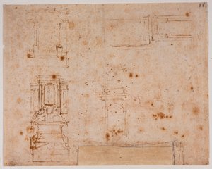 Estudos de monumentos tumulares para a Nova Sacristia de Michelangelo Buonarroti