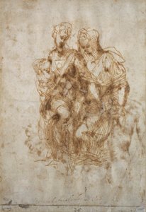 Estudo de Santa Ana, depois de &39;Anne&39; de Leonardo Da Vinci, c.1502 de Michelangelo Buonarroti