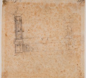 Estudo da parede de duplo túmulo para a Nova Sacristia de Michelangelo Buonarroti