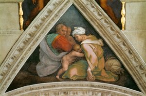 Os Ancestrais de Cristo: Ozias Sistine Chapel ceiling in the Vatican, 1508-1512. de Michelangelo Buonarroti