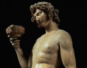 A embriaguez de Baco, detalhe de sua cabeça, escultura de Michelangelo Buonarroti 1475-1564, 1496-97 detalhe em mármore de 52672