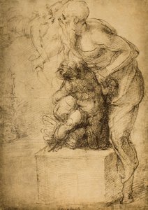 O sacrifício de Isaac; desenho de Michelangelo. Casa Buonarroti, Florença de Michelangelo Buonarroti