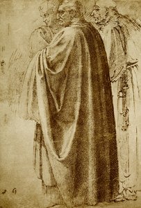 Três homens em longas túnicas de Michelangelo Buonarroti