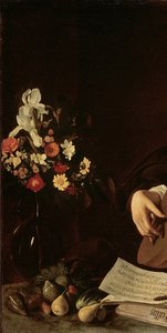 O jogador de alaúde, c.1595 (detalhe de 2639693) de Michelangelo Merisi Caravaggio