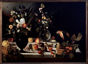 Natureza morta com flores e frutas Pintura atribuída a Caravaggio dit le Caravaggio