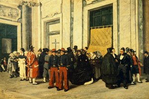 Hall de entrada de Santa Maria Maggiore, ca 1865, de Michele Cammarano (1835-1920), Itália, Óleo sobre tela. de Michele Cammarano
