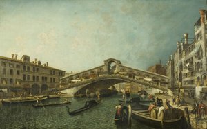 A Ponte de Rialto, Veneza, c.1740 (óleo sobre tela) de Michele Marieschi