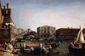 A Ponte Rialto, Veneza, com o Fondaco dei Tedeschi em primeiro plano,