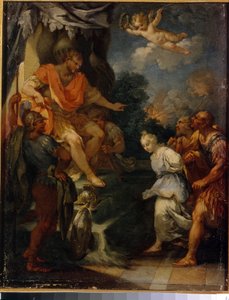Mártir perante o procônsul. (Perseguição dos cristãos no Império Romano). Pintura de Michele Rocca (cerca de 1670-cerca de 1751), óleo sobre tela. Arte italiana (Parma), final do século XVII-XVIII, arte barroca. Museu Estatal de Arte Estrangeira da Repúbli