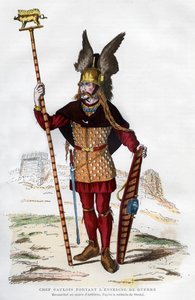 Chefe da Gália em traje de batalha carregando um estandarte, 1882-1884. de Michelet