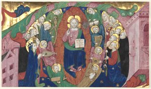 Fragmento de uma inicial historiada de um livro de coro: Cristo em Majestade, c. 1400. de Michelino Molinari da Besozzo