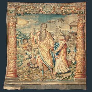 Tapeçaria bíblica de Bruxelas que descreve a Descida da Arca da série "A Vida de Noé", de Paulus van Nieuvenhove