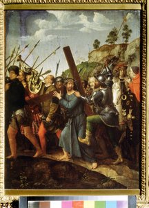 Cristo carregando a Cruz. Pintura de Michael Sittow (1460 ou 1468-1525). Óleo sobre tela, 37,5 x 28,3 cm, ca. 1518-1525. Arte holandesa, renascença. Pushkin Museum of Fine Arts, Moscovo.