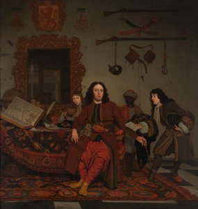 Thomas Hees e seu servo Thomas e sobrinhos Jan e Andries Hees Retrato de Thomas Hees (n. 1634/35), residente e comissário dos estados gerais dos governos de Argel, Túnis e Trípoli, com seus sobrinhos Jan (n. 1670/71) e Andries (n. 1).