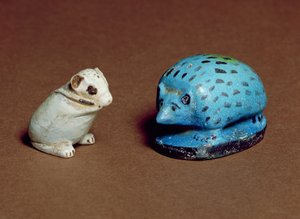 Ouriço e gerbo, de Beni Hasan e Heliópolis, Dinastia XII-XIII, c.1963-1648 aC (faiança)