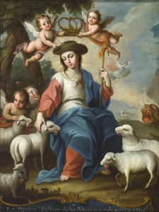 A Pastora Divina (La divina pastora), c.1760 (óleo sobre cobre, carapaça de tartaruga e armação óssea)