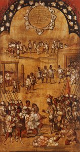 The Conquest of Mexico, Painel III, c.1696-1715 (pintura sobre madeira) de Miguel Gonzalez