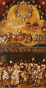 A Conquista do México, Painel XIX, c.1696-1715 (pintura sobre madeira) de Miguel Gonzalez