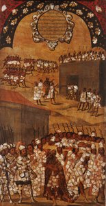 A Conquista do México, Painel XVII, c.1696-1715 (pintura sobre madeira)