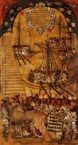 A Conquista do México, Painel XXIV, c.1696-1715 (pintura sobre madeira) de Miguel Gonzalez