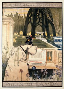 Apresentação em poster de "As páginas da vida", série de litografias ilustrando poemas em prosa de Santiago Rusinol y (i) Prats (1861-1931) de Miguel Utrillo