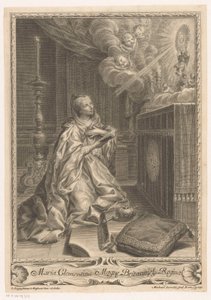 Maria Clementina Sobieska em frente a um altar de Miguel de Sorelló