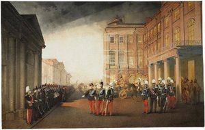 Desfile em frente ao Palácio Anichkov em 26 de fevereiro de 1870, 1870