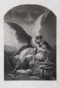 Tamara e Demon. Ilustração do poema O Demônio, de Mikhail Lermontov, c. 1880 de Mihaly von Zichy