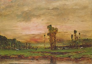Paisagem da noite com um rebanho de gado perto de Jouy-en-Josas, 1881