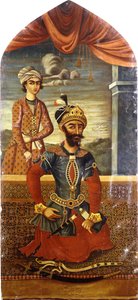 Retrato de Genghis Khan, com um jovem de participação, c.1803-4 de Mihr Ali