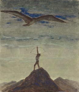 O Signo de Sagitário (do Ciclo "Zodíaco") par Ciurlionis, Mikalojus Konstantinas (1875-1911). Tempera sobre papel, tamanho : 35,3x30,1