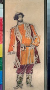Traje preparatório masculino para a ópera "A noiva do czar" de Nicholas (Nikolai) Rimsky Korsakov (Rimsky-Korsakov) (1844-1908) (Figurino para a ópera A noiva do czar de N Rimsky Korsakov (Rimsky ). -Korsakov) - Obra de Mikhail Alexander de Mikhail Aleksandrovich Vrubel