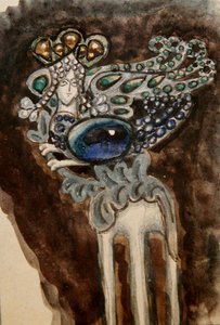 Design para um pente ornamental para a Princesa Maria Tenisheva, c.1900-10 (aquarela sobre papel) de Mikhail Aleksandrovich Vrubel