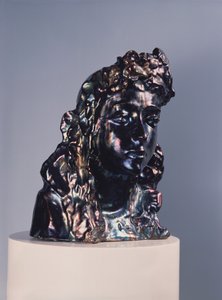 Meninas cabeça com uma guirlanda, início dos anos 1890 de Mikhail Aleksandrovich Vrubel