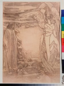 Illustration pour le poema Prophete de Alexandre Pouchkine (1799-1837) (ilustração para o poema Prophet de A Pushkin) - Dessin de Mikhail Alexandrovich Vrubel (Vroubel) (1856-1910), sanguine sur papier de Mikhail Aleksandrovich Vrubel