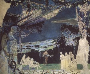 Itália. Noite em Nápoles. Projeto de cortina para a Ópera Russa Privada, 1891 de Mikhail Aleksandrovich Vrubel