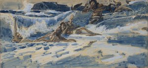 Jogando naiads e tritões, 1896-1898 de Mikhail Aleksandrovich Vrubel