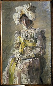 Retrato de Nadezhda Zabela Vrubel em vestido Empire (a esposa do artista). Pintura de Mikhail Alexandrovich Vroubel (Vrubel) (1856-1910), óleo sobre tela de Mikhail Aleksandrovich Vrubel