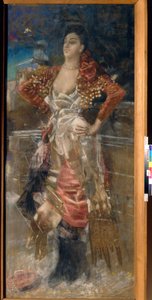 Retrato da dançarina e atriz Caroline (Carolina) Otero, conhecida como La Belle Otero (1868-1965). Cortesã da Belle Epoque. Obra de Mikhail Alexandrovich Vrubel (Vrubel) (1856-1910), pastel sobre tela de Mikhail Aleksandrovich Vrubel
