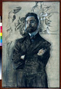 Retrato do poeta Valeri Iakovlevitch Brioussov (1873-1924) - Oeuvre de Mikhail Alexandrovich Vrubel (Vroubel) (1856-1910) de Mikhail Aleksandrovich Vrubel