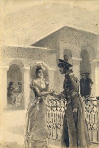 Princesa Mary e Grushnitsky. Ilustração do romance Um Herói de Nosso Tempo, de Mikhail Lermontov, 1891 de Mikhail Aleksandrovich Vrubel