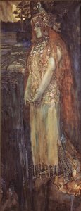 Cantora Nadezhda Zabela-Vrubel como Princesa Volkhova na ópera Sadko de N. Rimsky-Korsakov, 1898 de Mikhail Aleksandrovich Vrubel