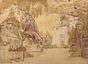 Cenografia da ópera A noiva czarista de N. Rimsky-Korsakov, 1899 de Mikhail Aleksandrovich Vrubel