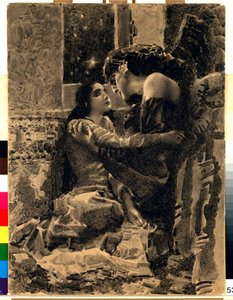 Tamara e o Demónio - Ilustração do poema "O Demónio" de Mikhail Lermontov (1814-1841) - Obra de Mikhail Alexandrovich Vrubel (Vrubel) (1856-1910) de Mikhail Aleksandrovich Vrubel