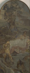 Vênus, Amor e Paris, painel central do tríptico O Julgamento de Paris de Mikhail Aleksandrovich Vrubel
