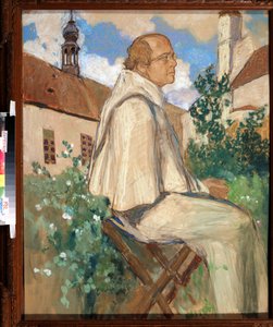 "Retrato de Johann Gregor Mendel (1822-1884), monge checo e botânico, fundador da genética" Pintura de Mikhail Dmitrievich Ezuchevsky (1880-1928) 1926 Museu Estadual Darwin, Moscovo