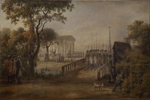 Troca da guarda no Prado Tsarinas em São Petersburgo, 1799 de Mikhail Matveevich Ivanov